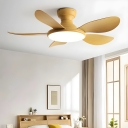 Flush Mount Ceiling Fan with Remote Control and Integrated LED Light - Modern Acrylic Blades