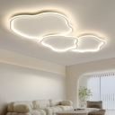 White Modern Metal LED Bulb Flush Mount Ceiling Light with Silica Gel Shade for Residential Use