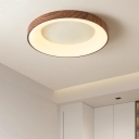 Walnut Wood Flush Mount LED Ceiling Light with Acrylic Shade for Modern Decor in Residential Space