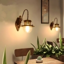 Modern LED Wall Sconce with Glass Shade - One Light, Metal Material