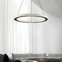 Matte Black Modern Chandelier with Acrylic Shade and Remote Control Stepless Dimming