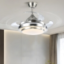 Modern Metal Ceiling Fan with Remote Control and LED Light for Living Room
