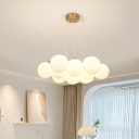 Modern White Glass Chandelier, 1-Tier Metal Structure, Bi-pin G9 Light, Adjustable Hanging Length