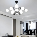 Americana Classic Black Metal Chandelier with White Glass Shades for Residential Use