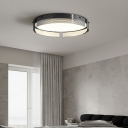 Modern Copper LED Flush Mount Ceiling Light with Glass Shade in Black
