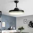 Modern Flushed Mount Ceiling Fan with Remote Control and Adjustable White Dimming Light Temperature