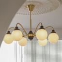 Modern Chandelier with Opalescent Glass Shades and Adjustable Hanging Length
