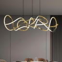Modern Metal Chandelier with Adjustable Hanging Length in Gold for Bedroom