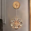 Modern Gold Crystal Shade Wall Sconce with 3 Color Lighting Options for Residential Use