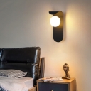 Contemporary Style Cast Iron Wall Sconce with Frosted Glass Shade
