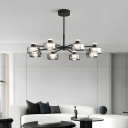 Contemporary Copper LED Chandelier with Acrylic Lampshade in Black