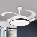 Modern Ceiling Fan with Remote Control LED Light and Clear Blades