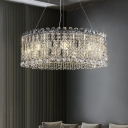 Clear Crystal Chandelier with Adjustable Hanging Length for Living Room