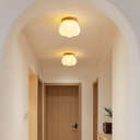 Modern Solid Wood Hardwired Flush Mount Ceiling Light for Living Room