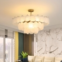 Contemporary Metal Luxury Chandelier with Glass Lampshade for Living Room
