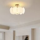 Elegant Metal Modern Ceiling Light with White Glass Shade in Gold
