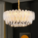 Bulb Not Included Metal Chandelier with Crystal Shade and Adjustable Hanging Length