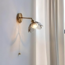 Modern Bronze Wall Lamp with Flower Shape Glass Lampshade for Living Room and Bedroom