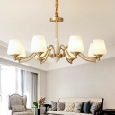 Contemporary Metal Chandelier with Milky White Glass Lampshade