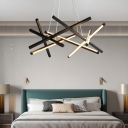 Modern Metal Chandelier with Adjustable Hanging Length and Acrylic Lampshade