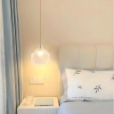 Modern Metal Pendant Light with Adjustable Hanging Length and Glass Lampshade for Bedroom