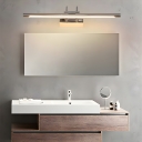 Elegant Silver Linear Vanity Light with Integrated LED and Acrylic White Shade