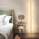 Modern Minimalist Linear Floor Lamp with Metal Base and Led Light for Bedroom