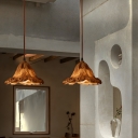 Industrial Dining Room Metal & Resin Adjustable Hanging Lamp in Lotus Leaf Design