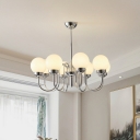 Silver Glass Shades Globe Chandelier with Modern Design and Adjustable Hanging Length