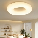 Contemporary Metal Flush Mount Ceiling Light in White for Living Room and Bedroom