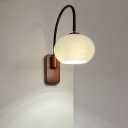 Modern Fashionable Iron and Wood Wall Lamp with Glass Lampshade