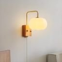 Scandinavian Rubber Wood Wall Light with Acrylic Lampshade without Bulb Included