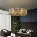 Stunning Gold LED Chandelier with Clear Glass Shades and Adjustable Length for Living Room