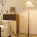 Modern Floor Lamp with Wood Shade and Glass Lampshade for Easy Cleaning