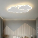 Contemporary White Iron Flush Mount Ceiling Light with Acrylic Shade for Living Room