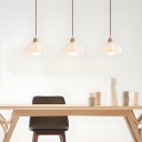 Simple Wood Pendant Light with Adjustable Hanging Length and Glass Shade for Bedroom