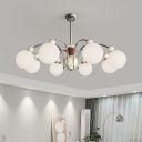 Stylish Modern Metal Chandelier with Glass Shades and Adjustable Length for Home Use