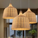 Scandinavian Bamboo Lampshade Pendant Light without Light Bulb for Living Room