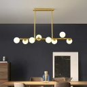 Glam Iron Island Light with Glass Lampshade and Boom for Dinning Room