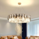 Metal Light Luxury Chandelier with Adjustable Hanging Length and Crystal Lampshade