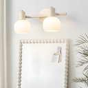 Modern Cream Bathroom Metal Adjustable Vanity Lights with White Glass Shade