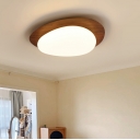 Glamorous Walnut Flush Mount Ceiling Light with White Shade for Modern Home Use
