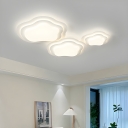 Modern White Acrylic Living Room and Bedroom Flush Mount Ceiling Fixture with LED Light Source