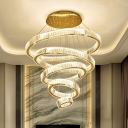 Glamorous Crystal LED Chandelier with Adjustable Hanging Length in Gold for Living Room