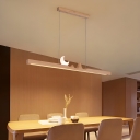 Modern Wood Island Light with Adjustable Hanging Length for Dining Room