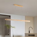 Modern Simple 1-Light Wood Island Light with Adjustable Hanging Length for Dining Room