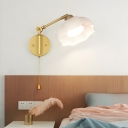 Contemporary Metal Adjustable Wall Lamp with Glass Lampshade for Bedroom & Living Room