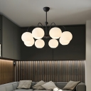 Contemporary Simple Metal Bedroom Chandelier with Glass Lampshade