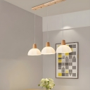 Modern Wood Adjustable Hanging Length Pendant Light with Glass Shade