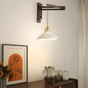 Retro Folding 1-Light Wall Lamp with Ceramics Lampshade for Bedroom